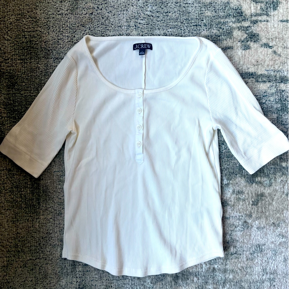 J. Crew Vintage rib henley T-shirt in Cream/Ivory